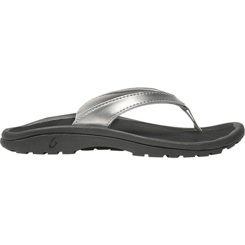 Olukai Kulapa Kai Girls Flip Flops - Silver/Black