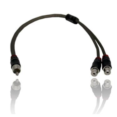 2-Female to 1-Male Quad Shielded RCA Splitter w/ High Contact RCA